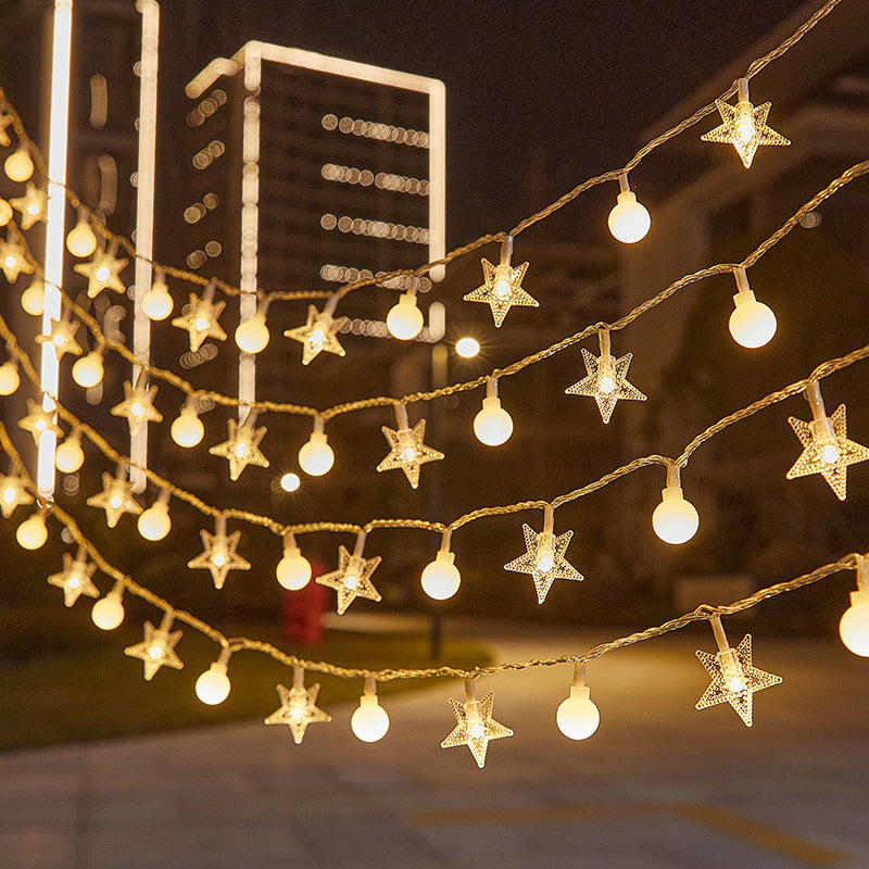 Outdoor camping led ball light string Outdoor battery box decoration star light Room atmosphere bubble ball light string