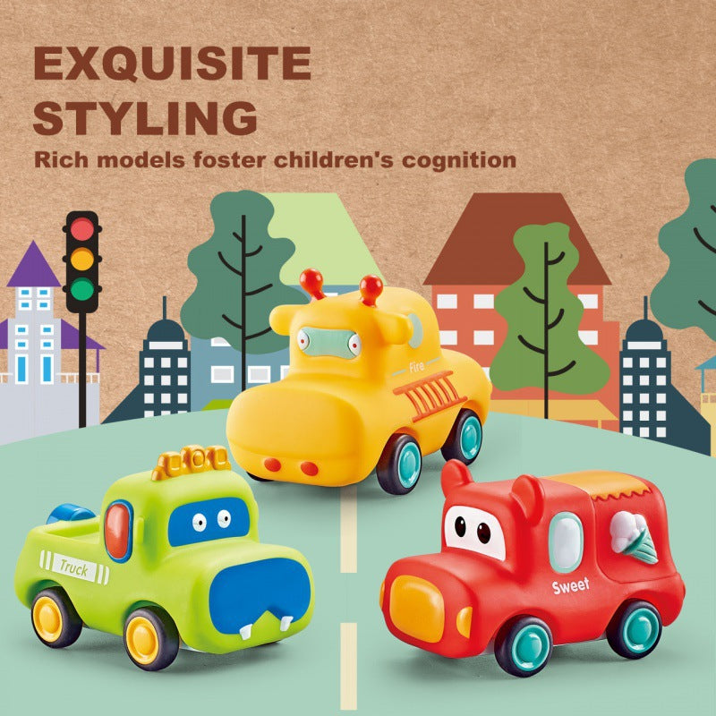 Cross-border export  cartoon toys soft glue animals children inertia car baby q cute car toy car