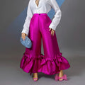 Am220521high waist loose design ruffles wide leg flare pants high waist flare pants