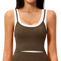 new arrival two-piece separates vestcontrast colornudefashioncasualtopsrunning sports intimates3129