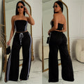 C7056 european and american style summer women's outfit: sexy bandeau top with flowy straight-leg pants - trendy export fashion