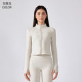 Women's fleece-lined athletic jacket - slim fit yoga top for running, cycling, and fitness - long sleeve (daw195)