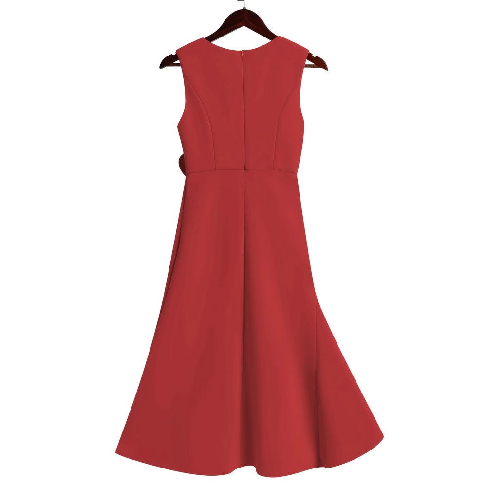 fashion elegant boat neck ruffle hem solid color midi dress - spring/summer dress