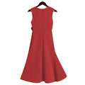 fashion elegant boat neck ruffle hem solid color midi dress - spring/summer dress