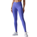fashion seamless knitting breathable pure color cross waist peach hip yoga pants running fitness nine-point pants women