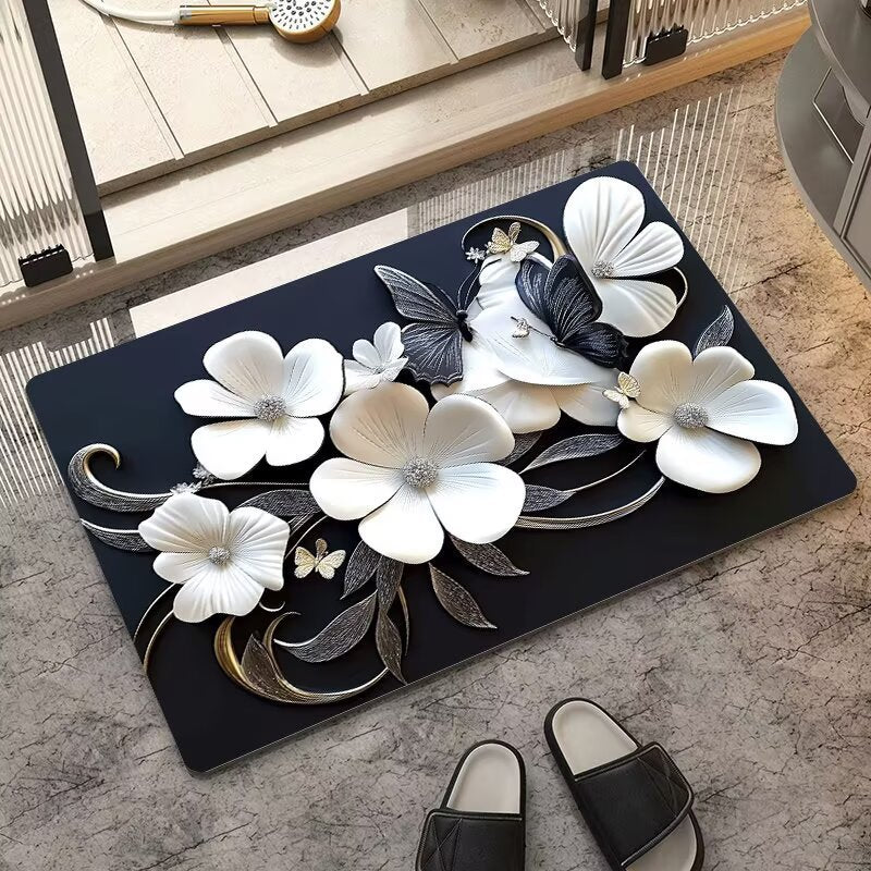 stereo butterfly soft diatom mud kitchen floor mat bathroom door absorbent quick-drying mat non-slip mat bathroom carpet