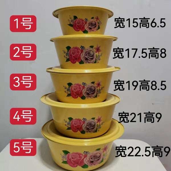 黄盖盆泡面盆猪油盆带盖汤锅饺子馅料盆调料碗仿搪瓷盆(不可加热)