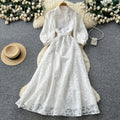 Frenchelegancev neck floral dress women's k-stylelong sleeves lapel waist a-line long skirt work clothingclassy