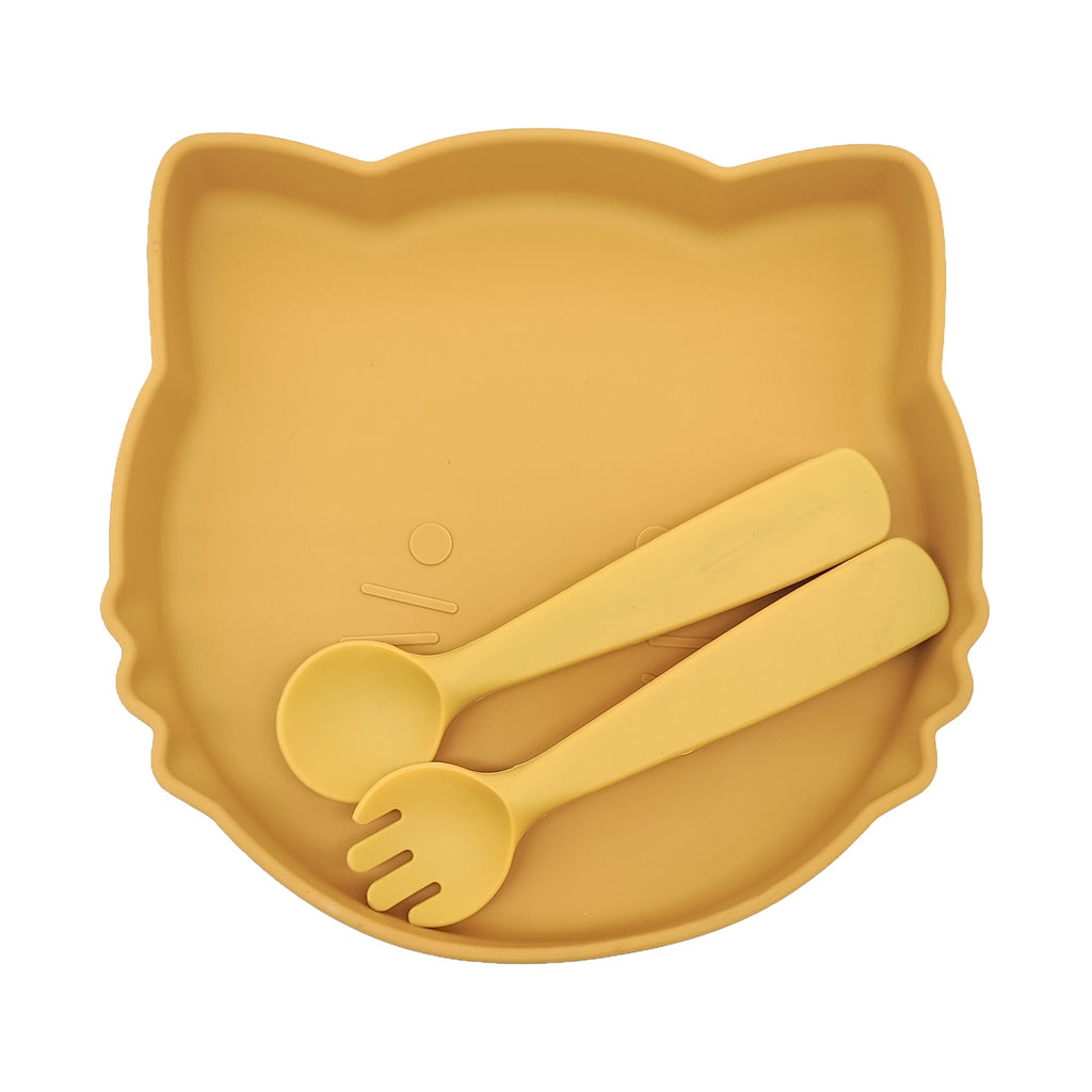 Cross-border hot-selling children's tableware sets, food-grade silicone dinner plates, anti-drop baby food, silicone spoons, tableware