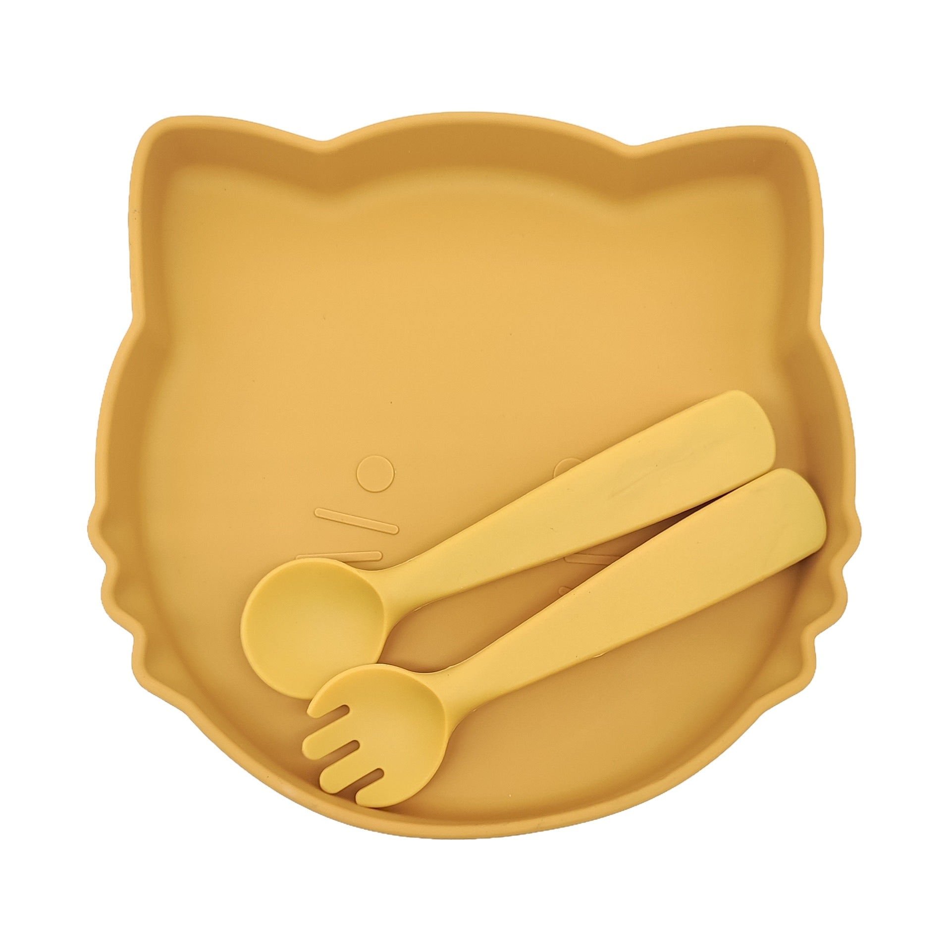 Baby silicone tableware set, non-slip and anti-dirty cartoon bear set, food-grade baby silicone feeding tableware