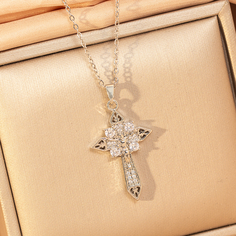 [titanium steel] cross-border fashion best-selling cross necklace for women, accessible luxury, stylish, high-end, versatile clavicle chain accessories