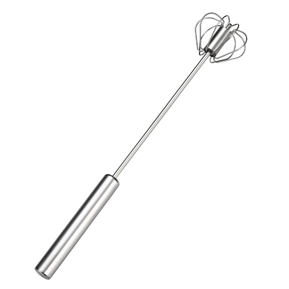 Household stainless steel semi-automatic rotary egg beater - kitchen baking tool, stainless steel manual press-type egg whisk