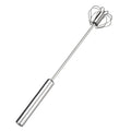 Household stainless steel semi-automatic rotary egg beater - kitchen baking tool, stainless steel manual press-type egg whisk