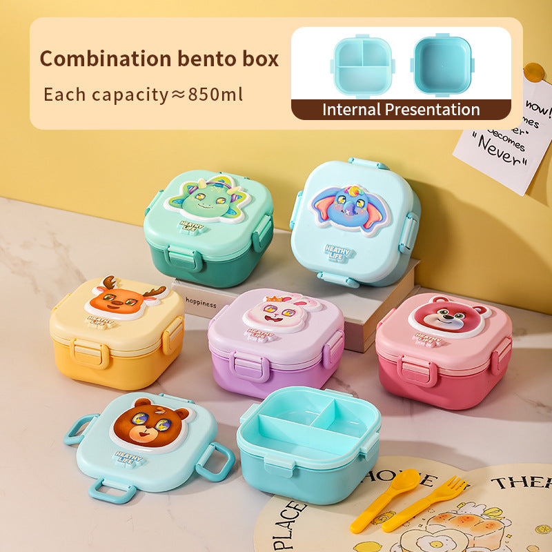 divided lunch box, rectangular plastic single-layer lunch box, microwaveable lunch box with handle, fresh-keeping box