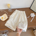 Girls' summer new fashionable and stylish cropped floral straight-leg casual pants - trendy, high-quality children's clothing for baby girls