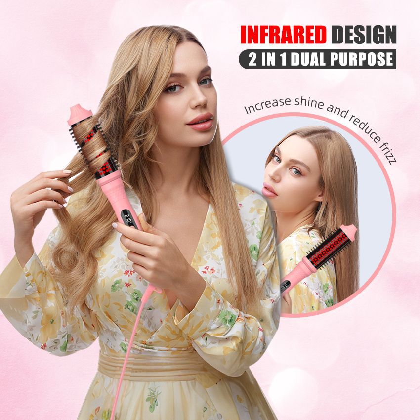 Cross-border new infrared curling iron Multifunctional curling straight hair comb Electric comb 2-in-1 curling iron Dual-purpose