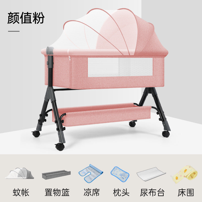 Baby crib convertible bed mobile foldable multifunctional cradle newborn bedside bed cross-border hot-selling baby bed