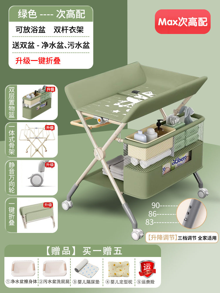 Changing table - multifunctional foldable baby care station for diaper changing, massage, bathing, and newborn care