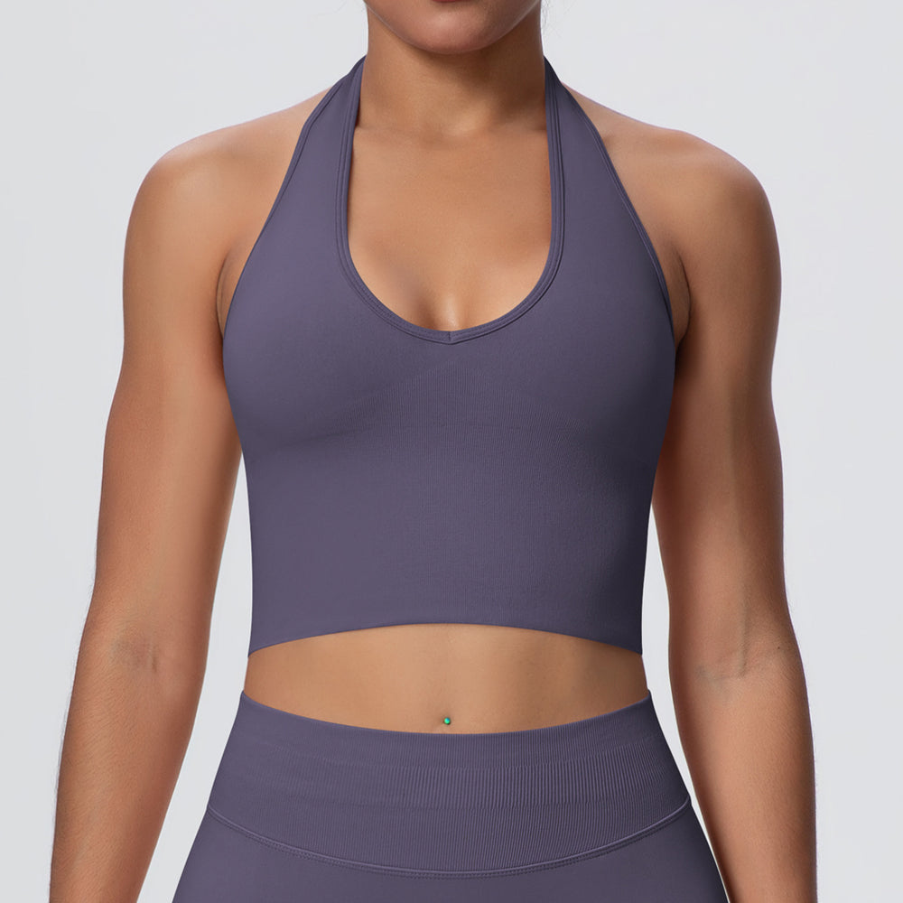 fashion breathable halter back yoga bra fashion seamless sports intimates women's summer bubble wrap fitness tops