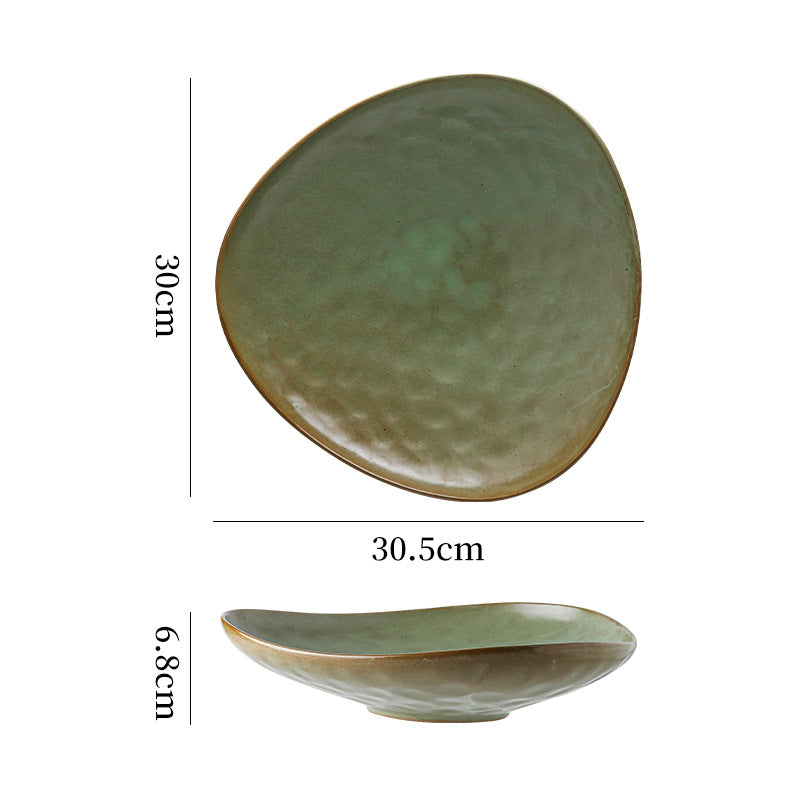 Personalized ceramic retro stoneware ceramic tableware triangular dessert plate restaurant hotel business ceramic salad plate