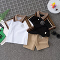 summer children's clothing: kids' short-sleeve polo shirt + t-shirt shorts 2-piece set, trendy wholesale for toddlers and young children