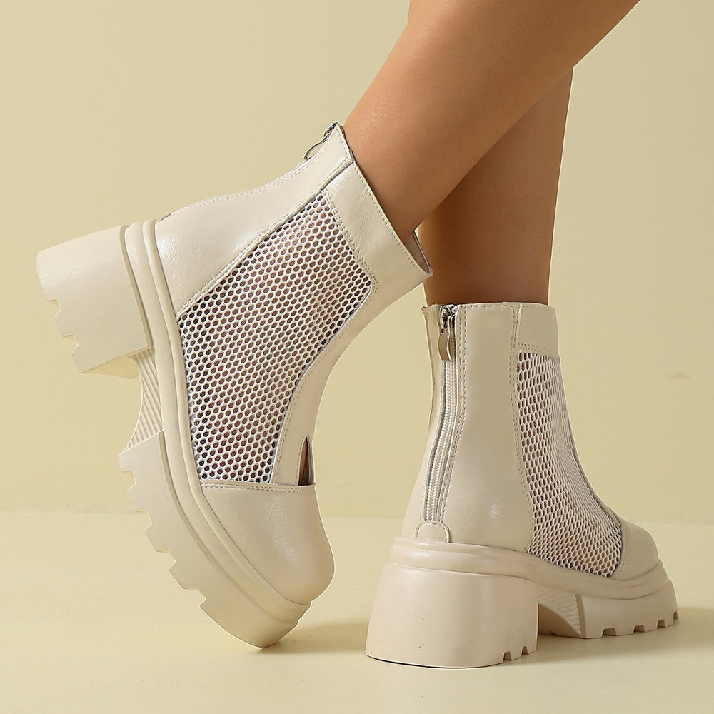 martin boots for women summer thin women's mesh breathable cut out short boots with thick bottom petites mesh cool boots