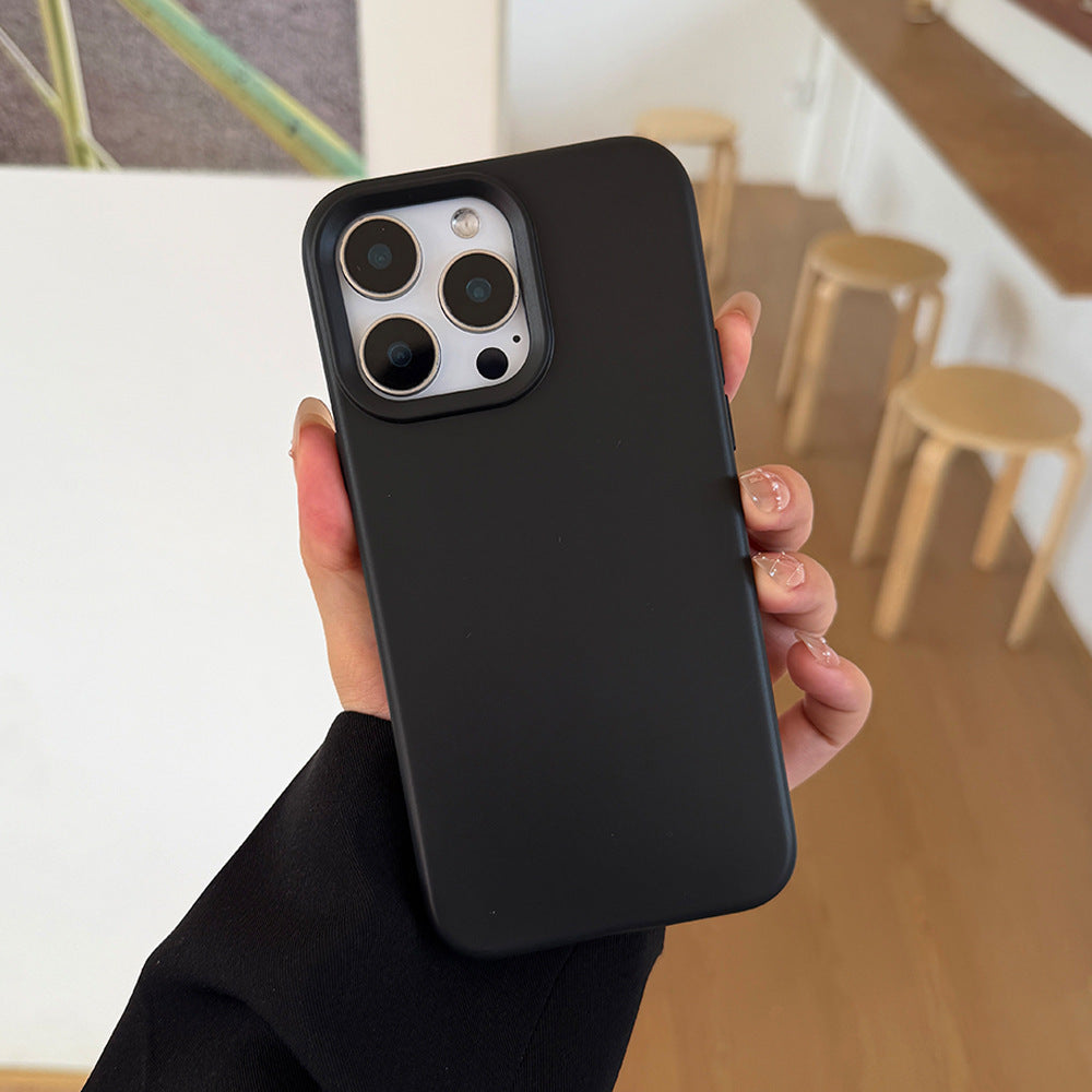 Skin-feeling solid color glutinous rice shell suitable for apple 18promax anti-fall mobile phone case iphone17 all-inclusive protective cover 15