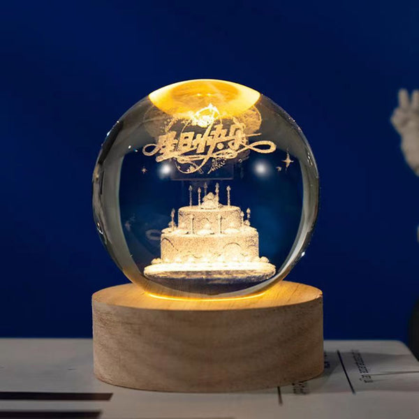 Starry sky astronaut white crystal ball luminous 3d inner engraving night light tabletop ornament Qixi Festival Valentine's Day gift souvenir