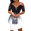 european and american summer women's cross-border starry sky print tassel split hollow-out zipper vest dress