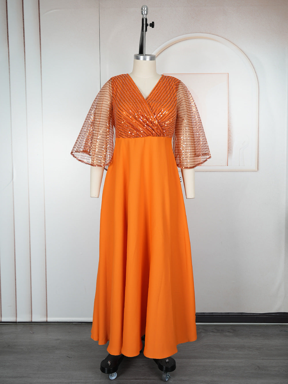 Women's dress cross-border african new style large sleeves loose casual rhinestone robe