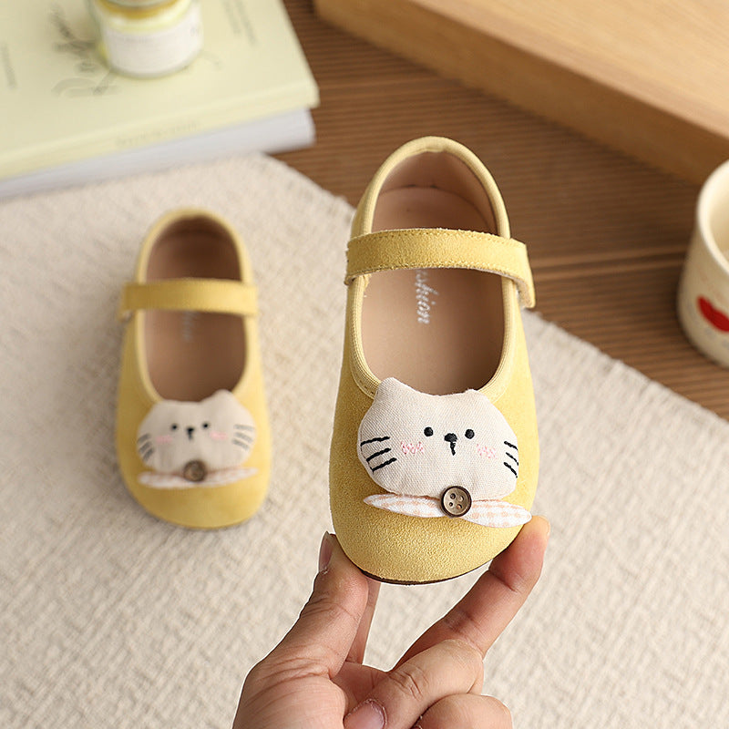 Vancahaoins french suede small leather shoes  spring & fall new arrivalk-stylegirl cartoon cat princess flats