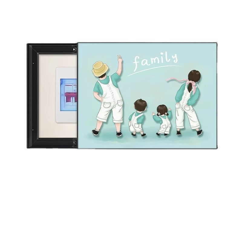 A family of four meter boxes, decorative paintings, non-punching distribution boxes, hanging paintings, occluding switch boxes, cartoon murals