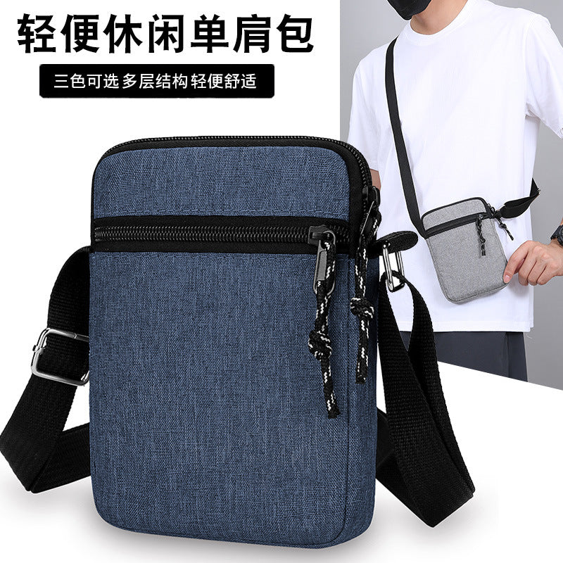 Foreign trade new light and portable shoulder bag men's casual simple mobile phone canvas bag outdoor trendy messenger bag