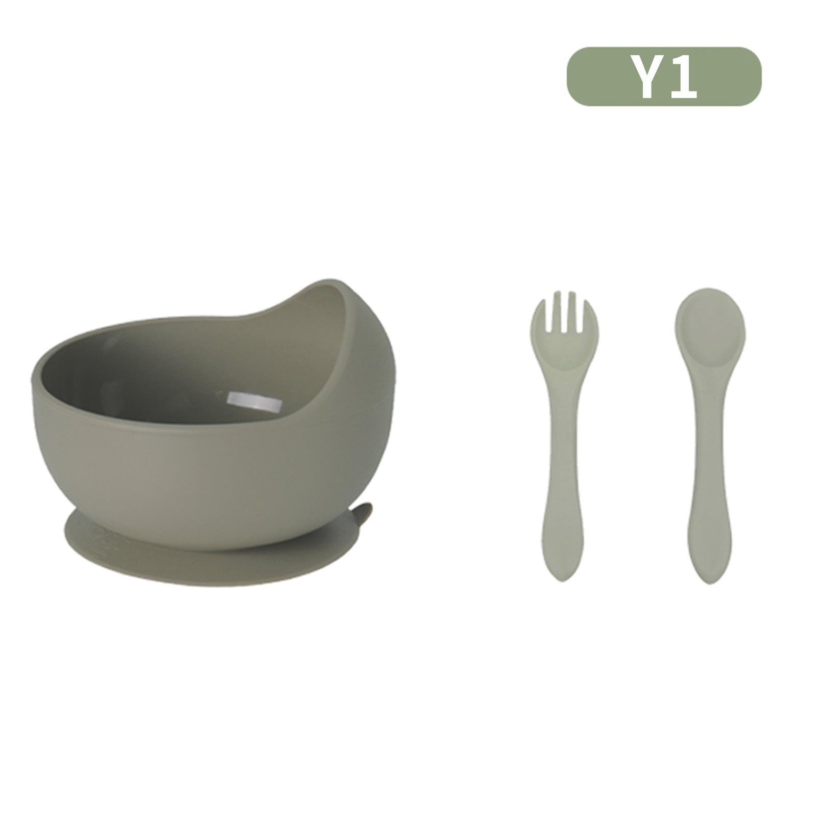 Children's tableware feeding set Baby silicone bowl Fork spoon Baby food supplement bowl Plate Food grade silicone plate