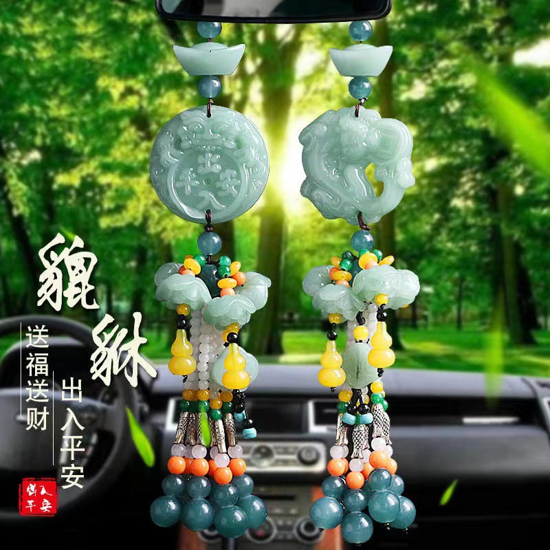 Car pendant car rearview mirror lotus entry and exit safe pendant car interior decoration supplies collection nafu hanging ornaments