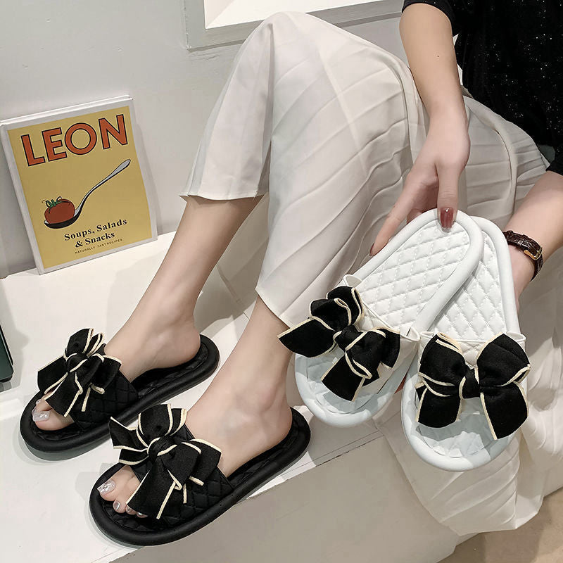 Bowknot slippers women's summer outwear new arrivalfashion women's shoes inseasiest for match beach shoes women's home shoes flip flop women