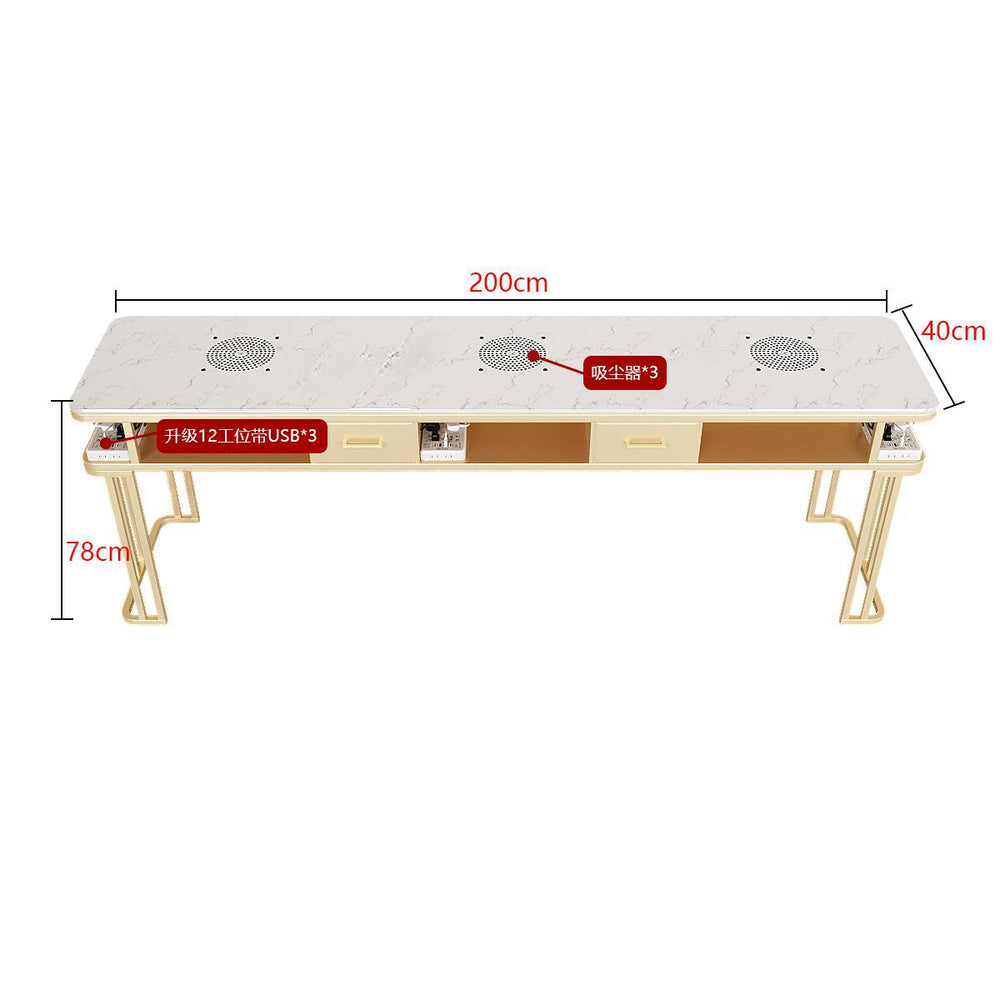 New arrivalpopular nail art table and chair suit single double light luxury vacuum cleaner makeup nail art shop manicure table imitation marble