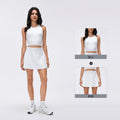 Yoga tennis skirt suit for women with chest pad fitness sports vest fashion tape lined sports skirt two-piece set
