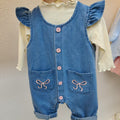 Autumn new arrival baby girl denim overalls baby onesie suitnewborn style princess crawling clothes trendy