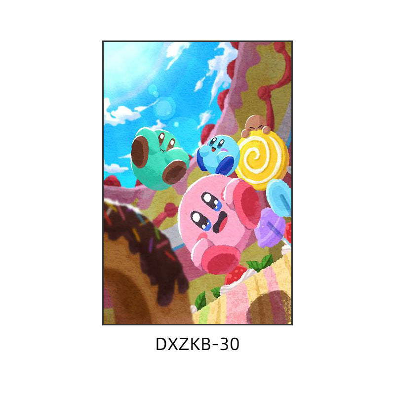 Star Kirby decorative painting pink girl bedroom children's room hanging painting cartoon animation cute princess bedside mural