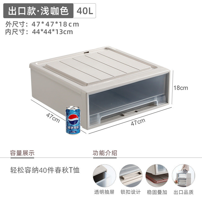 Younai transparent storage cabinet plastic finishing box wardrobe snack storage box clothes clothing drawer storage box