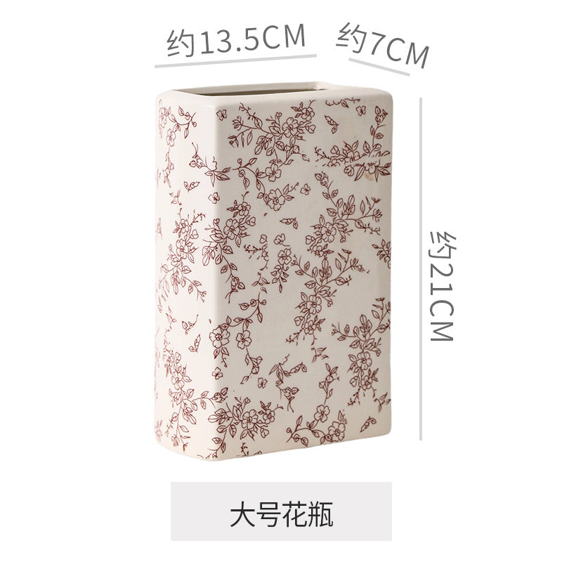 Ceramic vase flower arrangement ornament desktop decoration creative unique book-shaped decorative vessel living room entryway dining table vase