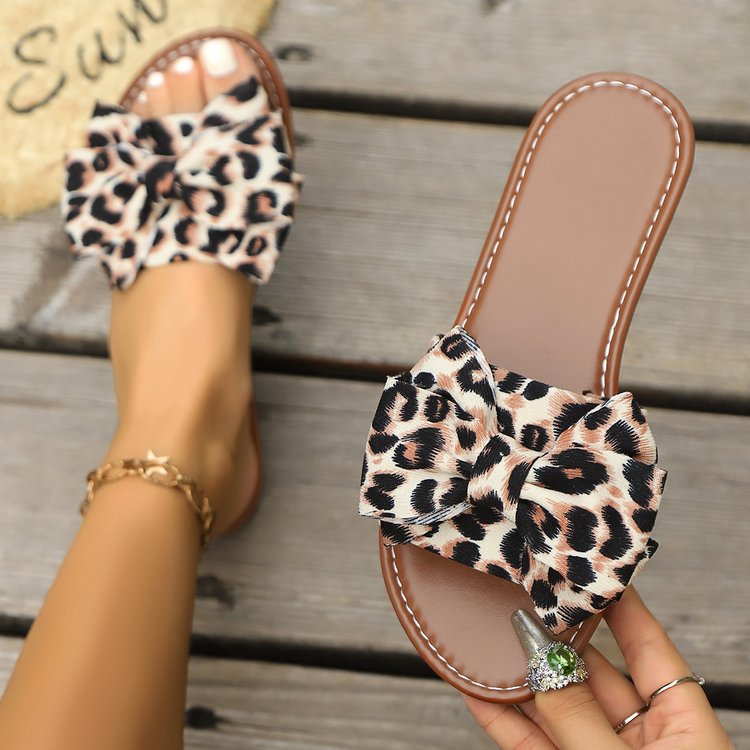 new women's flat casual sandals & slippers - plus size bow detail - sandals 40-43