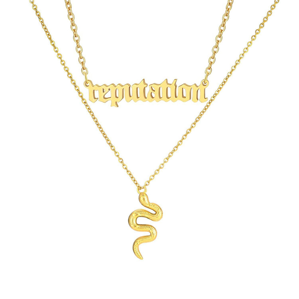 minimalist chic stainless steel double-layer snake necklace - cool, understated luxury