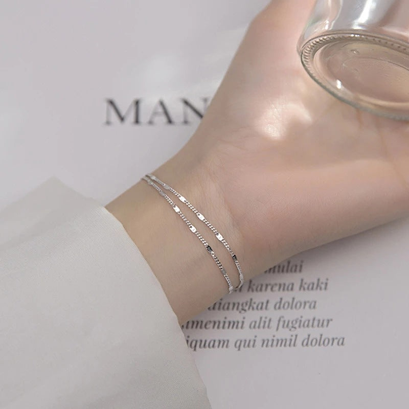 jewelry: minimalist, fresh & chic square sequin double-layer bracelet - elegant, unique, and designer-inspired