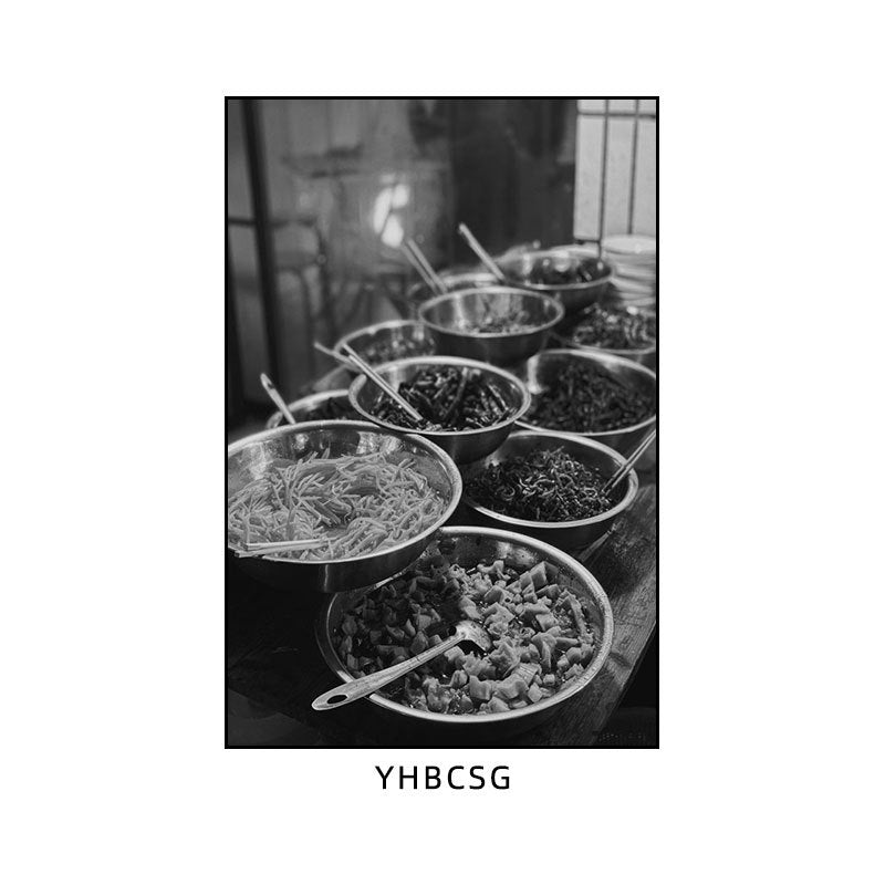 Hunan restaurant hanging paintings old Changsha Chinese hotel restaurant box hanging paintings retro nostalgic Hunan black and white architectural murals