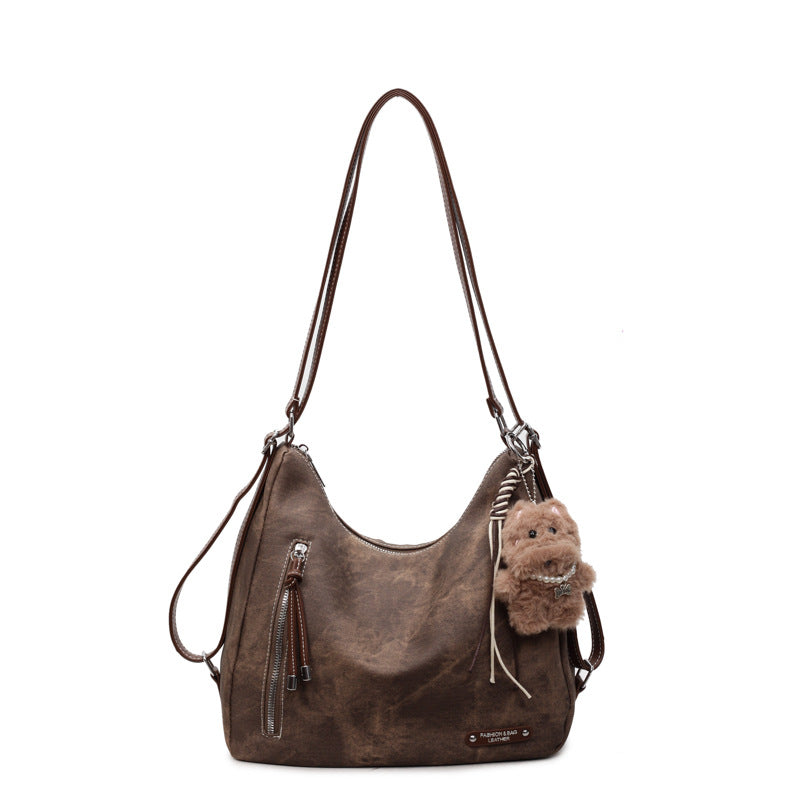retro large capacity bag women's 2025 autumn/winter new casual shoulder bag crossbody bag fashionable versatile backpack