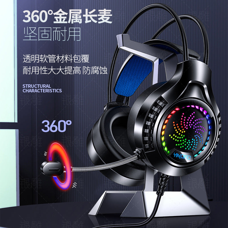 Silver sculpt q7 over-ear wired gaming headset with rgb lighting, 7.1 surround sound, usb connectivity - private label design for cross-border e-commerce (amazon compatible)