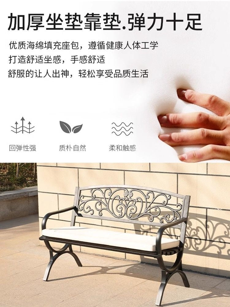 Outdoor park bench double seater bench casual simple bench iron backrest courtyard outdoor garden