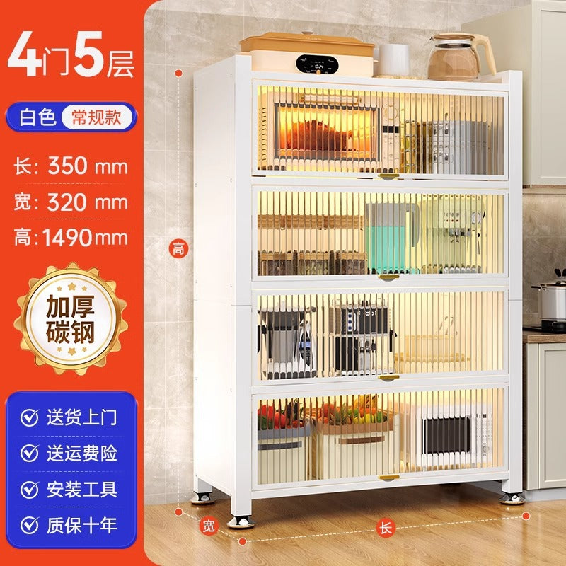 Kitchen storage rack with door, dust-proof storage cabinet, floor-standing multi-layer multi-functional cupboard, sideboard, cupboard, storage cabinet